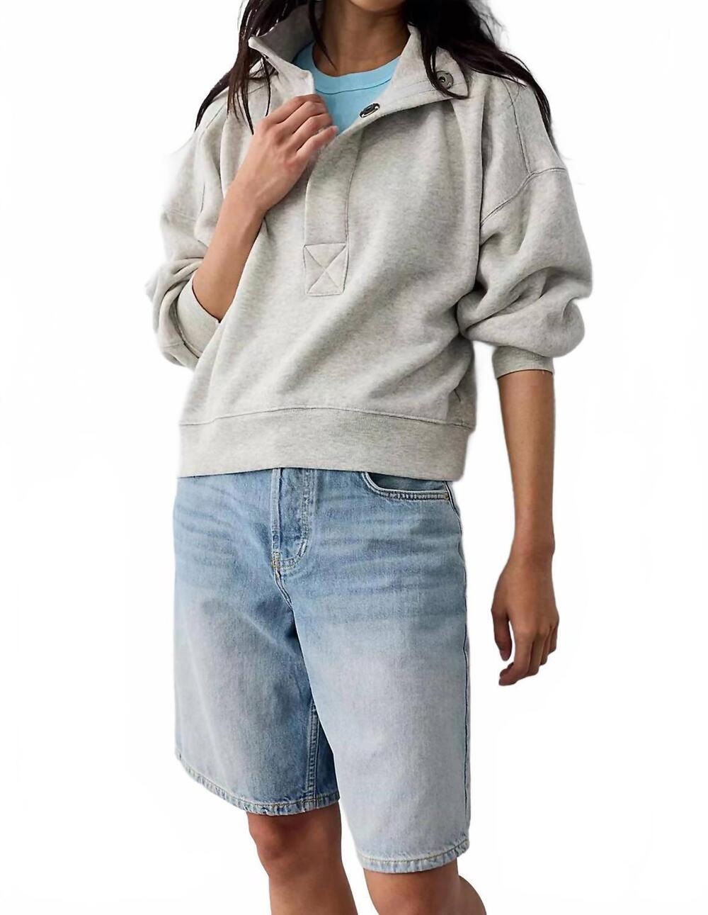 NEW FREE PEOPLE timeless pullover sweatshirt in heather grey